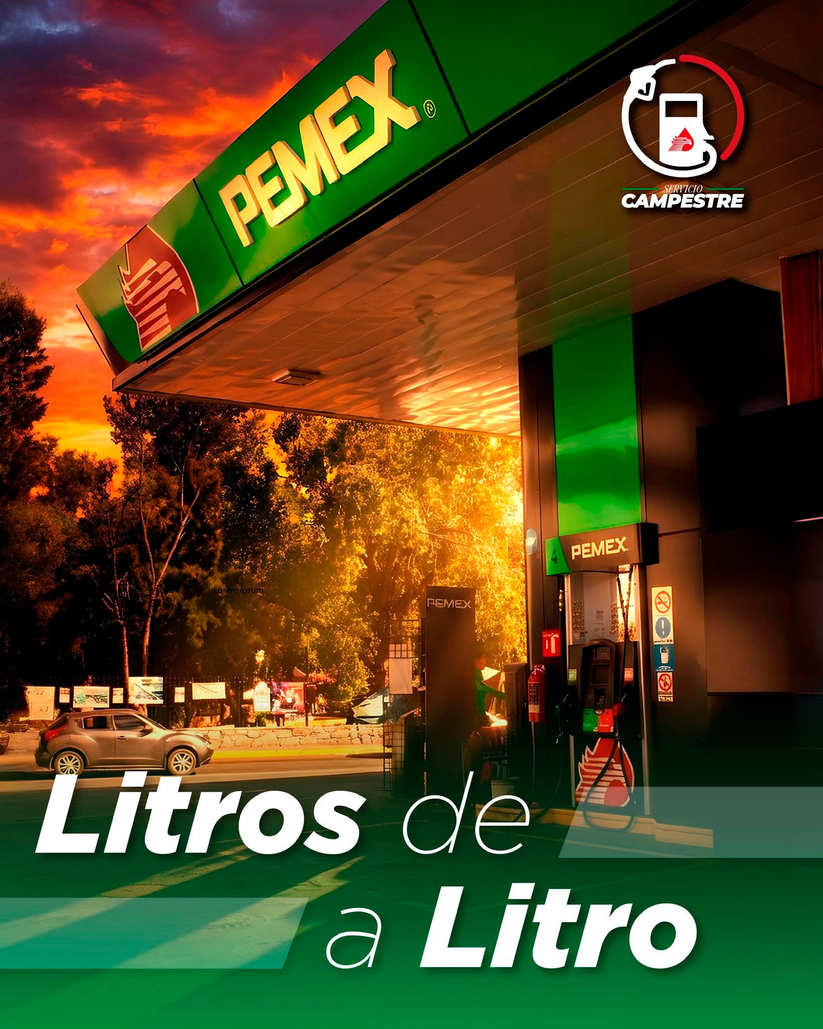 Estación Servicio Campestre Pemex al atardecer